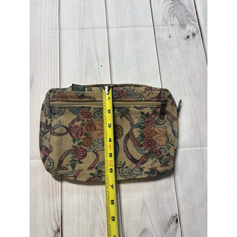 Vintage Gregg Bible Cover Zipper Fabric Bag Case Floral Tapestry Print Angel